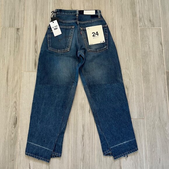 $675 NWT RE/DONE x LEVI'S INDIGO ENGINEERED TAPER JEANS SZ 24 - Picture 2 of 7